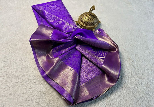 Opulent Purple Pure Soft Silk Mysore Saree
