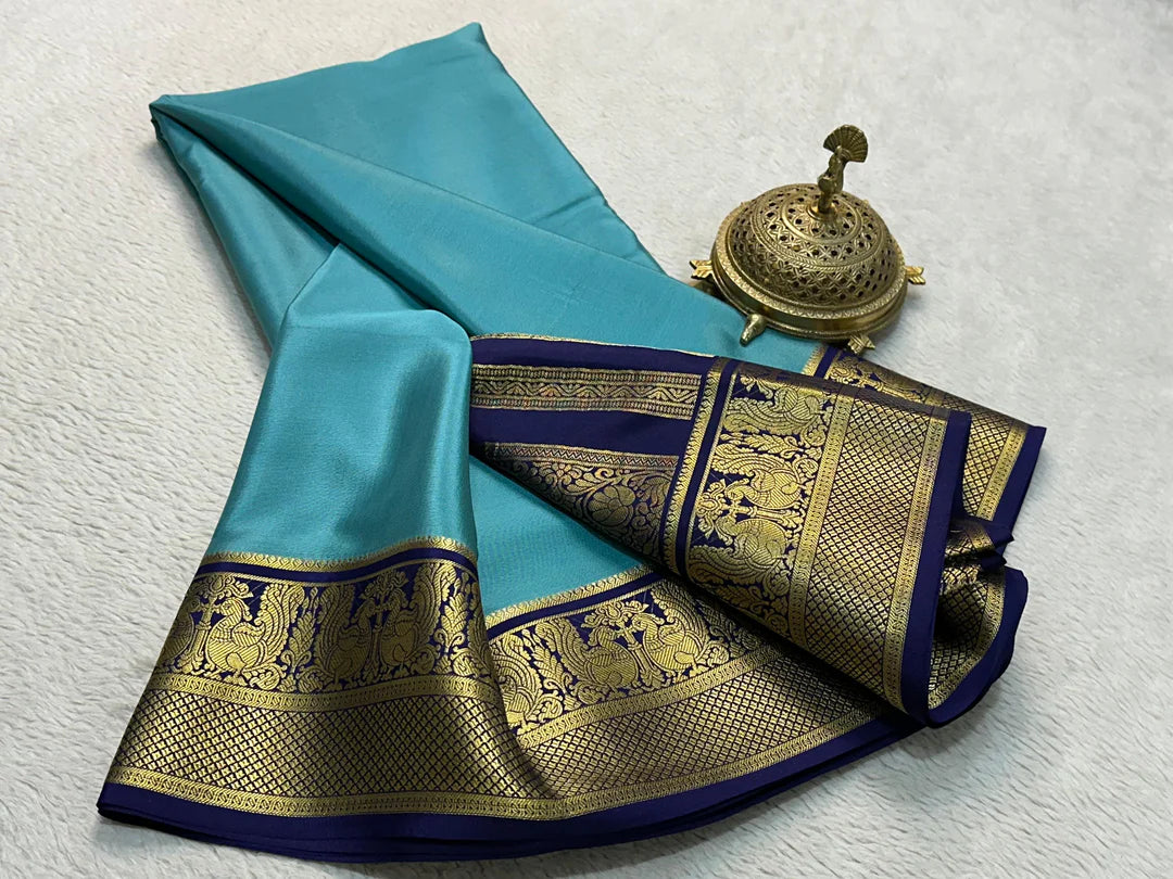 Mysore Silk Saree With Heavy Zari Borders