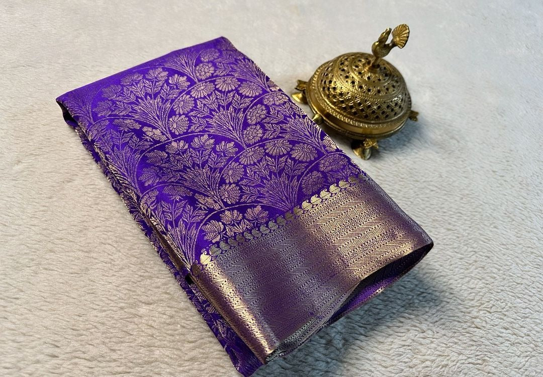 Opulent Purple Pure Soft Silk Mysore Saree