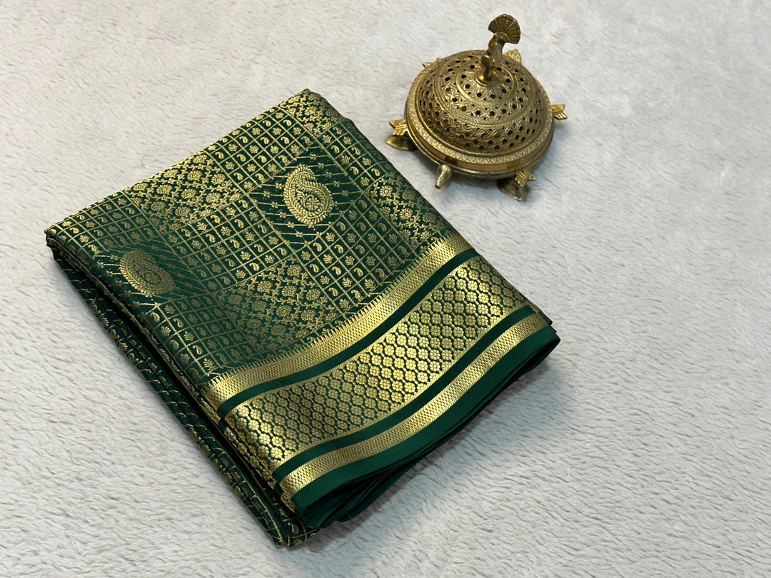 Elegant Bottle Green Mysore Soft Silk Saree