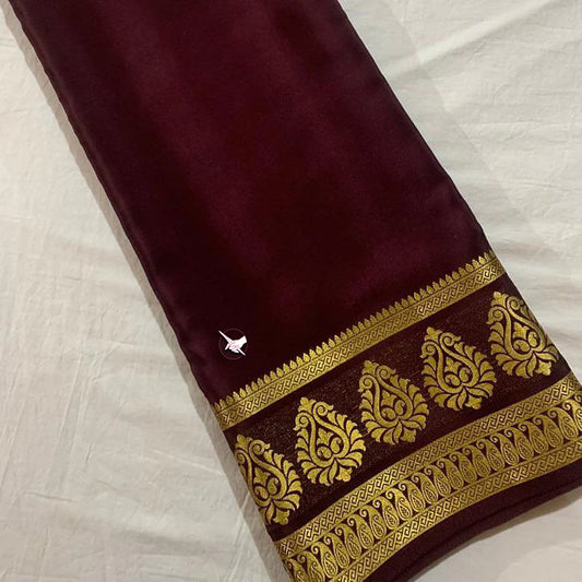 Festive Wear Brown Pure Mysore Silk Saree