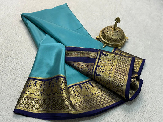 Mysore Silk Saree With Heavy Zari Borders