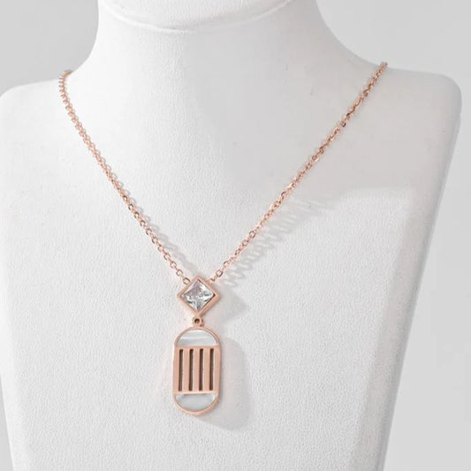 Stainless Steel Cubic Zirconia Pendent Necklace